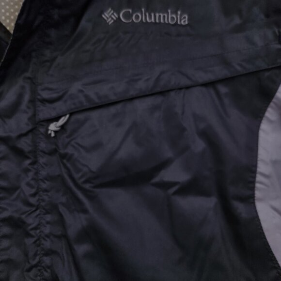 Columbia Men's Large Black & Gray Full Zip Windbreaker Jacket Mesh Lining Snap - Picture 13 of 16